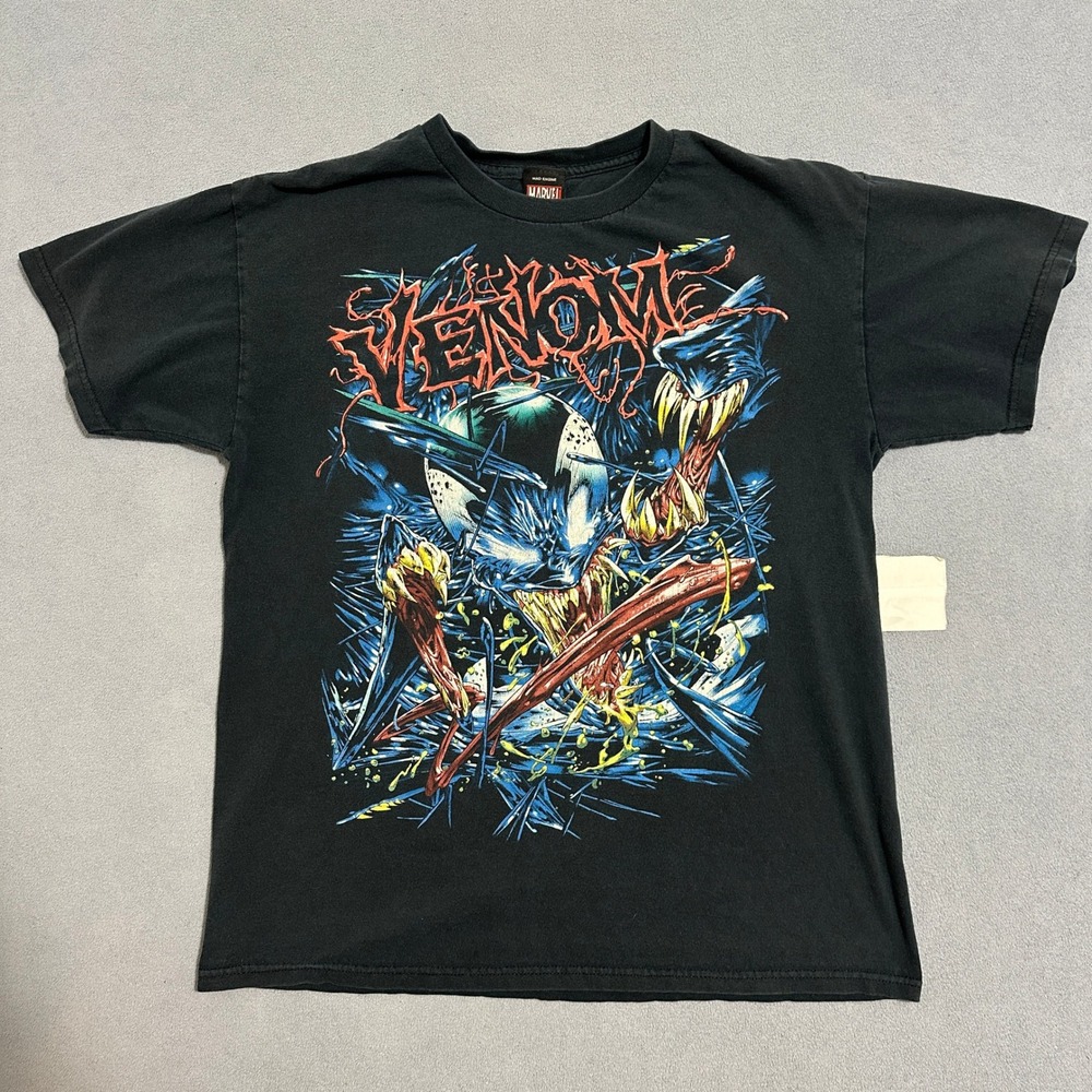 Marvel Venom T-Shirt Men's Medium Black Mad Engine Heavy Metal Graphic Tee